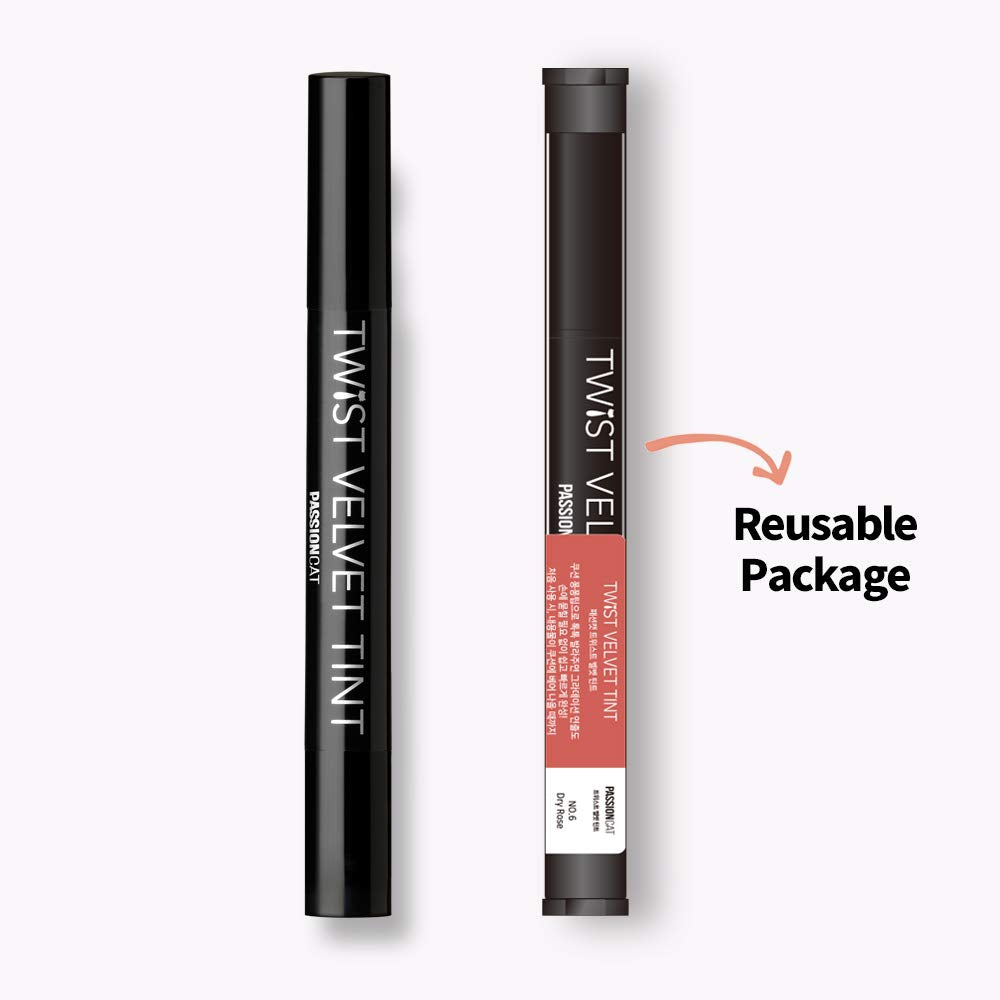 PASSIONCAT Long Lasting Lip Stain for Lips and Cheek Tint | High Pigment Color | lightweight Matte Finish | Weightless | Full Coverage | Twist Velvet Tint #6 (No.6)
