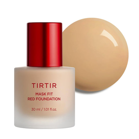 TIRTIR Mask Fit Red FoundationㅣLong Lasting Flawless Coverage, Energy Essence, Lightweight, Hydrating, Pore-Blurring, Breathable Satin Finish, Makeup, Radiant Skin, #28N Oat, 1.01 Fl Oz