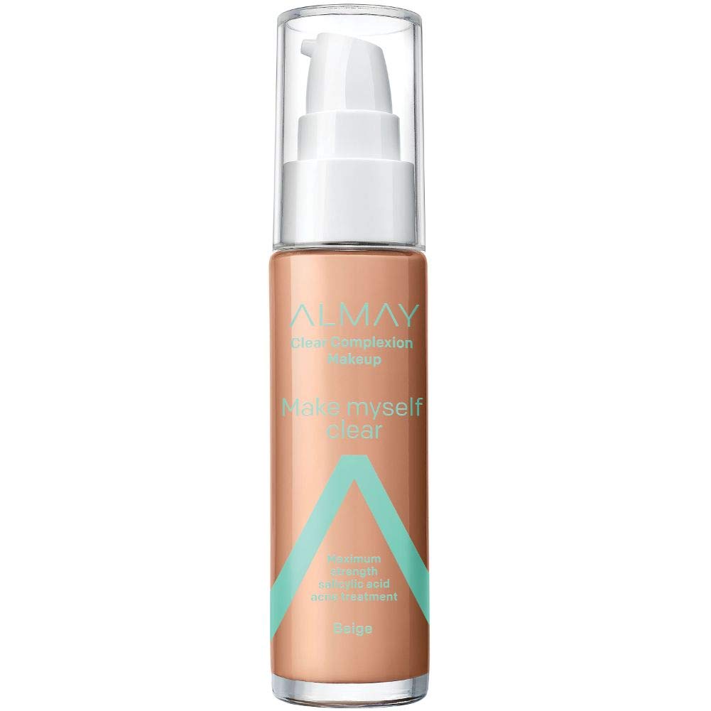 Almay Clear Complexion Makeup, Matte Finish Liquid Foundation with Salicylic Acid, Hypoallergenic, Cruelty Free, -Fragrance Free, Dermatologist Tested, 500 Beige, 1.0 oz