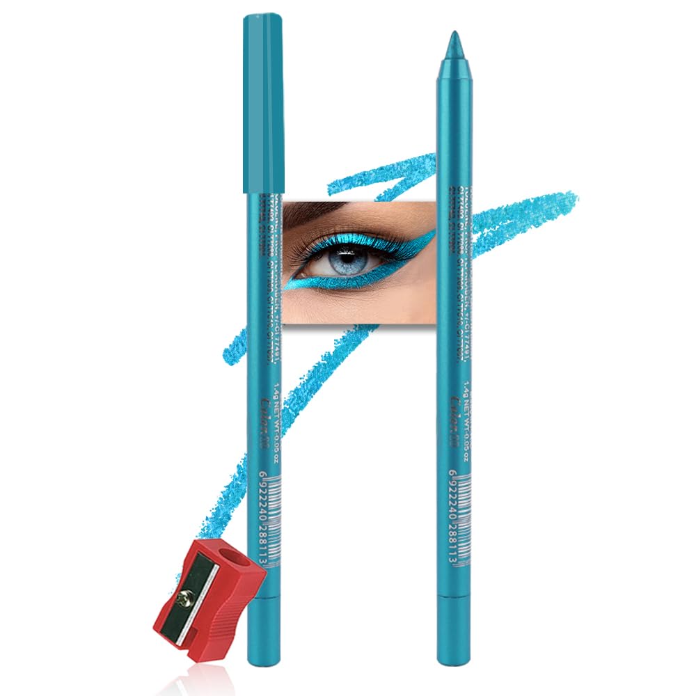 Kaely Gel Eyeliner Pencil for Women, Sky Blue Eye Liner Waterproof Smudge Proof with Sharpener, Waterline Eye Makeup Liners, delineador de ojos contra el agua, Vegan & Cruelty-Free, 09