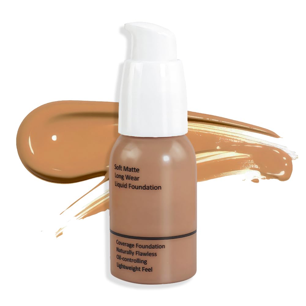 Matte Liquid Full Coverage Foundation, Flawless Soft Matte 24HR Oil Control Full Coverage Foundation Makeup for Women, Long-Lasting Waterproof Full Coverage, 05#Tan(05, Pack of 1)