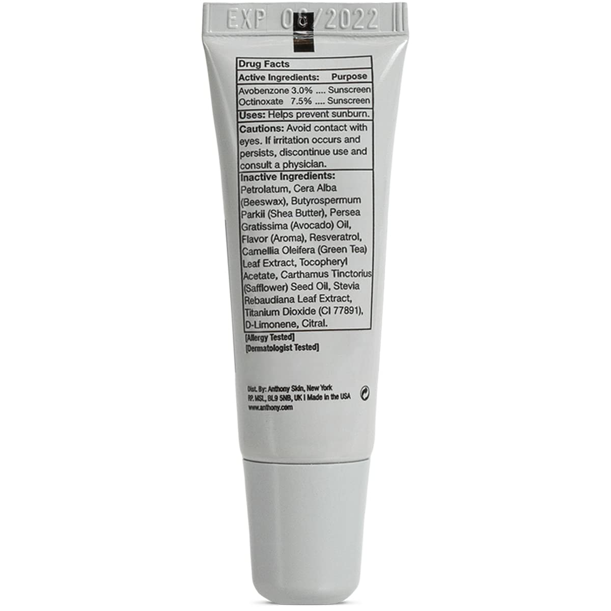 Anthony 25 SPF Lip Balm with Sunscreen for Lips – Contains Green Tea Extract, Shea Butter & Vitamin E – Moisturizing Repair Care Treatment for Chapped & Dry Lips – Blood Orange Flavor