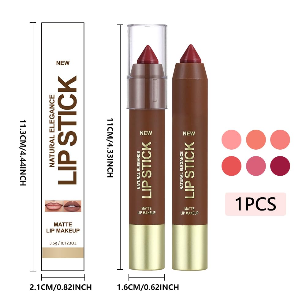 Matte Lipstick Crayon Set for Women, Cherry Red 24 Hour Lipstick Lip Liner Pencil, Neutral Lip Stick Lipliner Long Lasting Waterproof Smudge Proof, Vegan & Cruelty-Free, 06