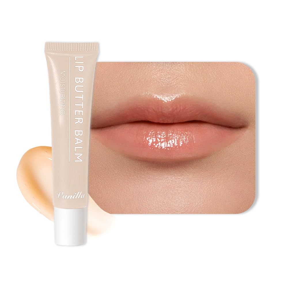 Summer Hydrating Lip Butter Balms Lip Gloss,Natural Vegan Lip Balm Tinted for Instant Moisture,Shine,Hydration Sheer-Tinted,Soothes & Softens Dry Lips,Bálsamo labial hidratante 01#Vanilla (0.5 Fl Oz)