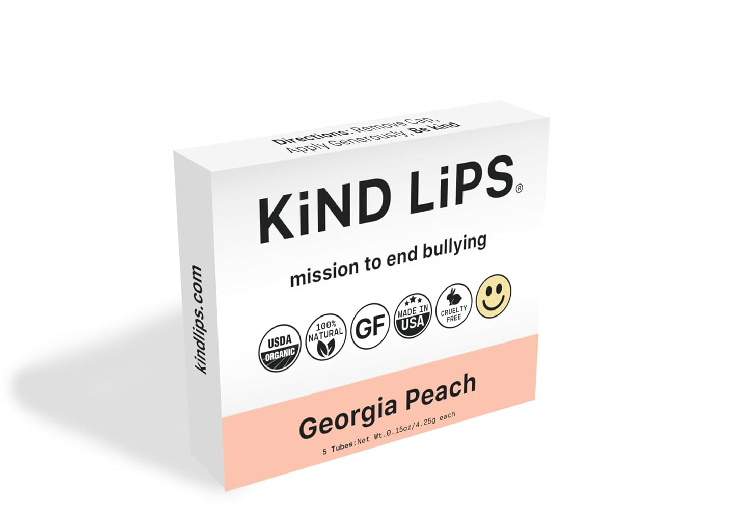 Kind Lips Georgia Peach Lip Balm 3-Pack - USDA Organic, Natural Chapstick Alternative for Dry Lips | Gluten-Free, Cruelty-Free