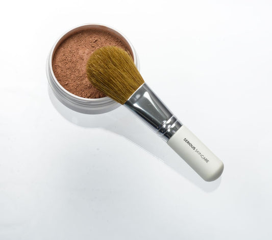 Serious Skincare BELLA ROSE PRO-MINERALS Loose Mineral Powder Makeup Foundation SPF 15 + Goat Hair Application Brush – Sheer to Full Coverage – Luminous Matte Finish – Men and Women - .50 oz   (Dark)