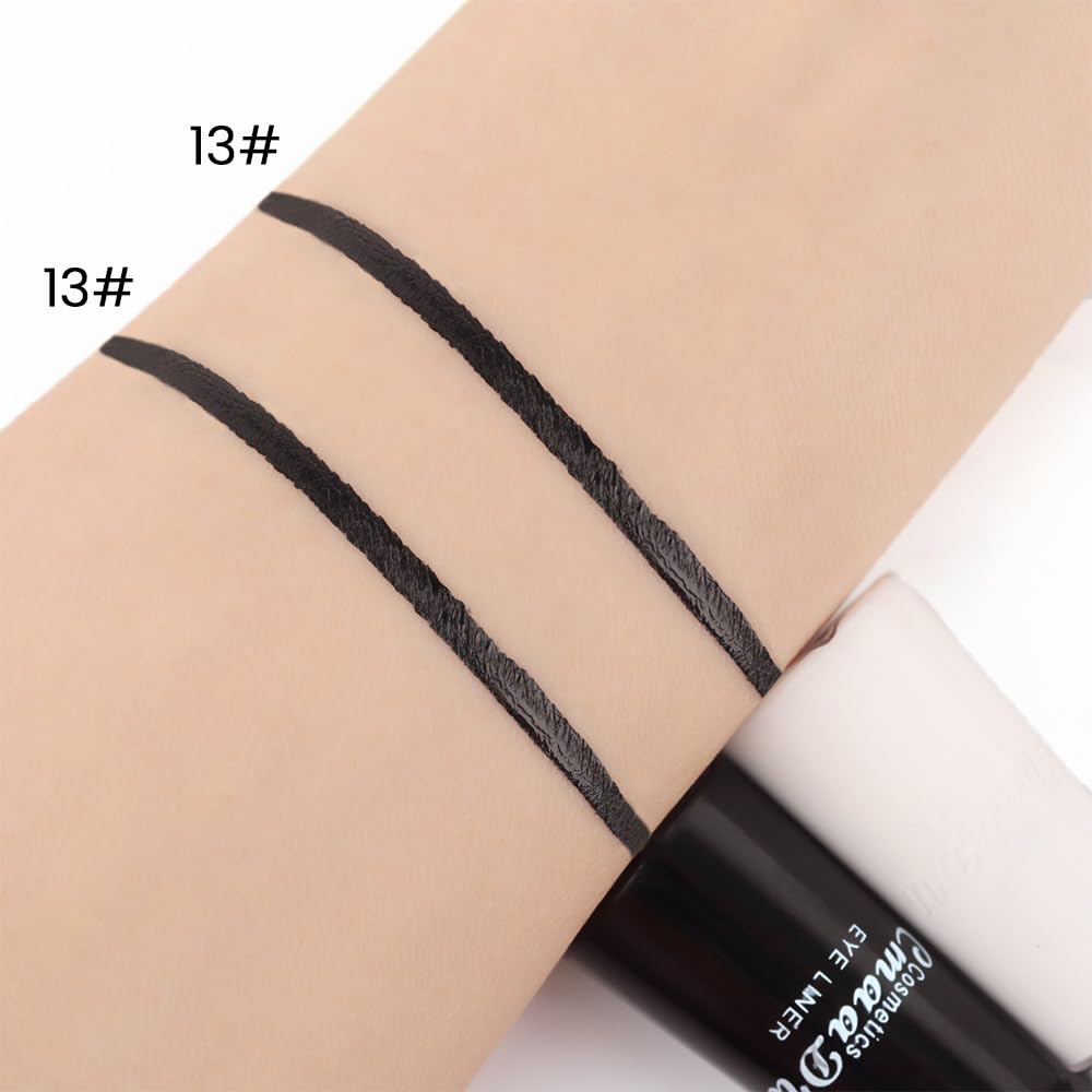 evpct 2Pcs Black & Black Liquid Eyeliner Colorful Set Waterproof Colored Color Eye Liners for Women Stamps Shapes for Eyes delineadores de colores para ojos delineador de ojos contra el agua 13&13