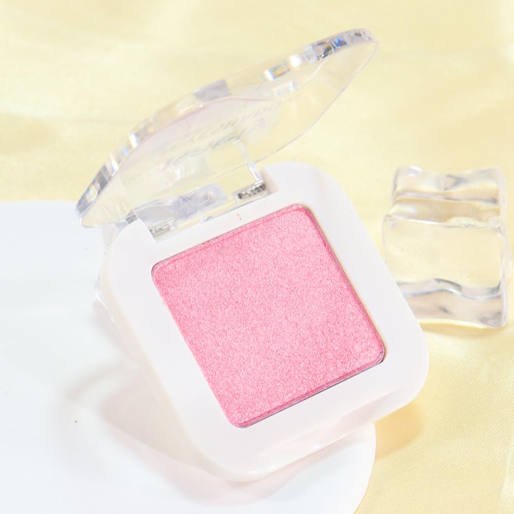 evpct Pink Single Eyeshadow Palette, Bright Light Pink Rose Glitter Shimmer Sparkle Cream Eye Shadow Palette Makeup for Older Women, High Pigment Waterproof Monochrome Mini Eyeshadow Makeup Products