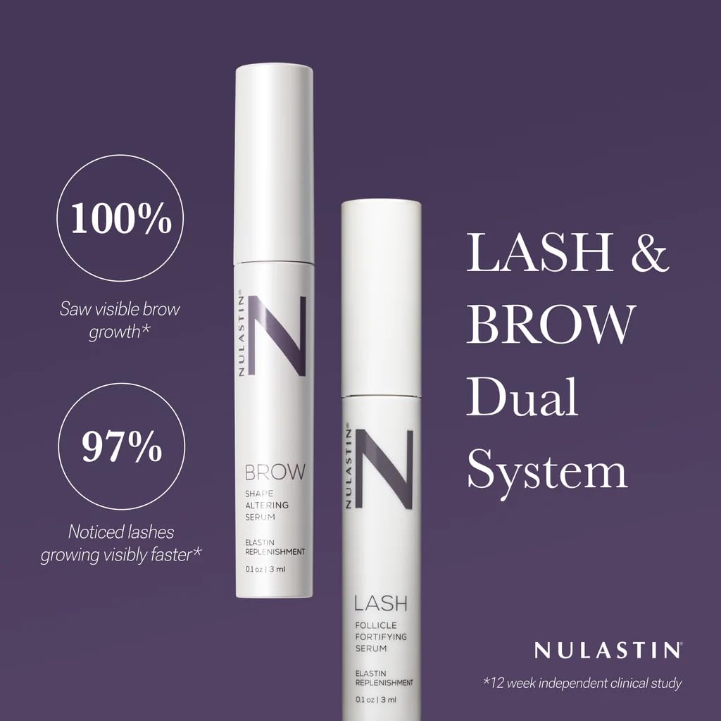 NULASTIN Eyelash Serum & Brow Serum - Lash & Brow Dual System - Eyebrow & Eyelash Enhancing Serums with Keratin & Peptides for Fuller Looking Lashes & Brows (2 Count, 0.1 Fl Oz Each)