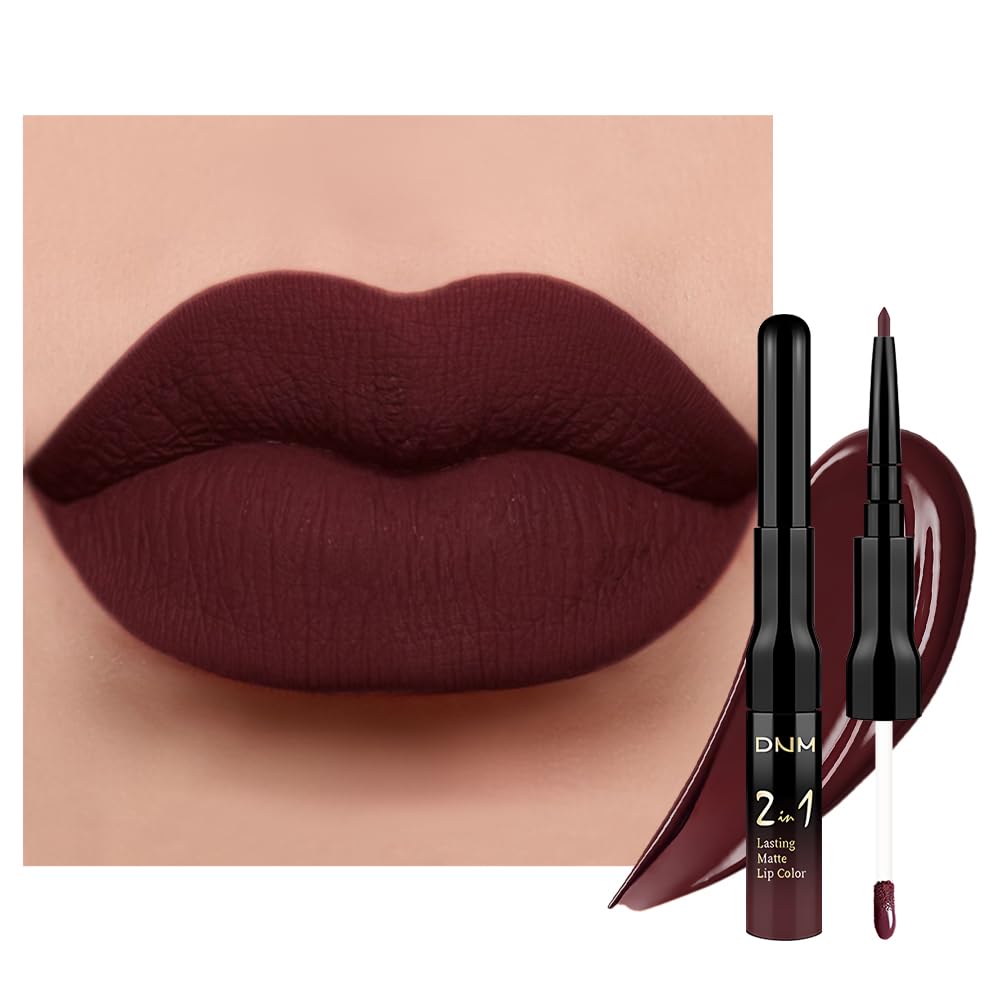 Kaely 2-in-1 Matte Lipstick and Lip Liner, Liquid Lip Stain Makeup for women Long Lasting Waterproof Smudge Proof, labiales matte mate larga duracion listip 24 hours originales, 17 Deep Red