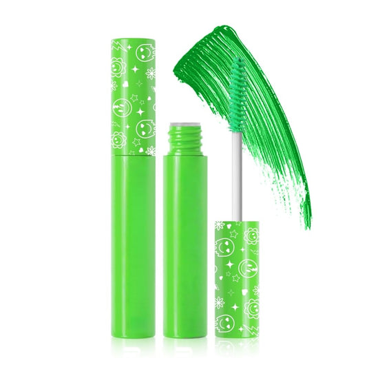 6 Colors Fluorescent Mascara, Glow Colored Mascara, Parties, Weddings, Stage Use, Party Night, Halloween Christmas Parties, High Pigmented, Apply to Eyelashes/Eyebrows/Hair (Green)