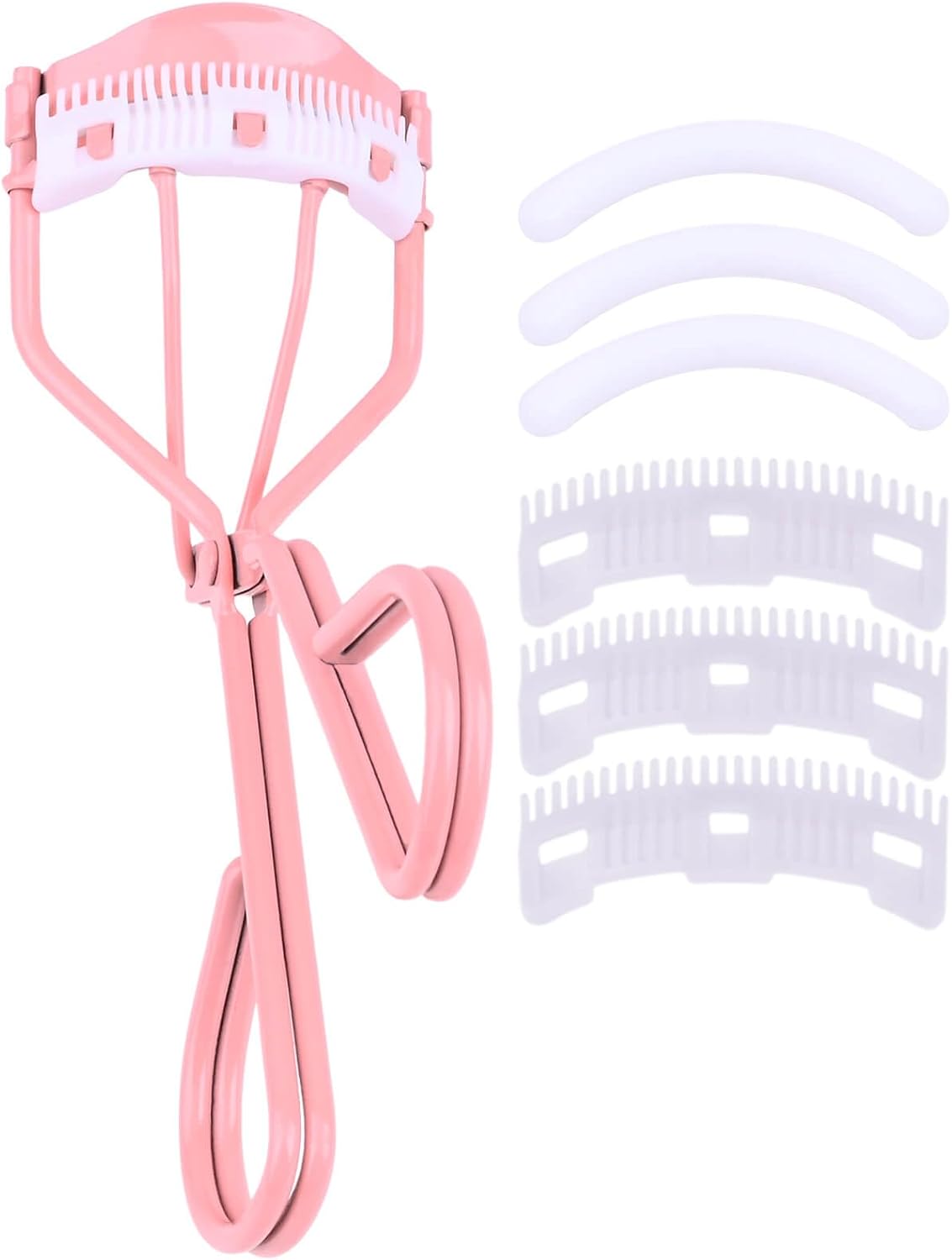 Eyelash Curlers with Comb IMMER LIEBEN Fashion Cute Eye Lash Curler with 3 Combs, 3 Refill, 10 Seconds for Long-Lasting Curl Pink