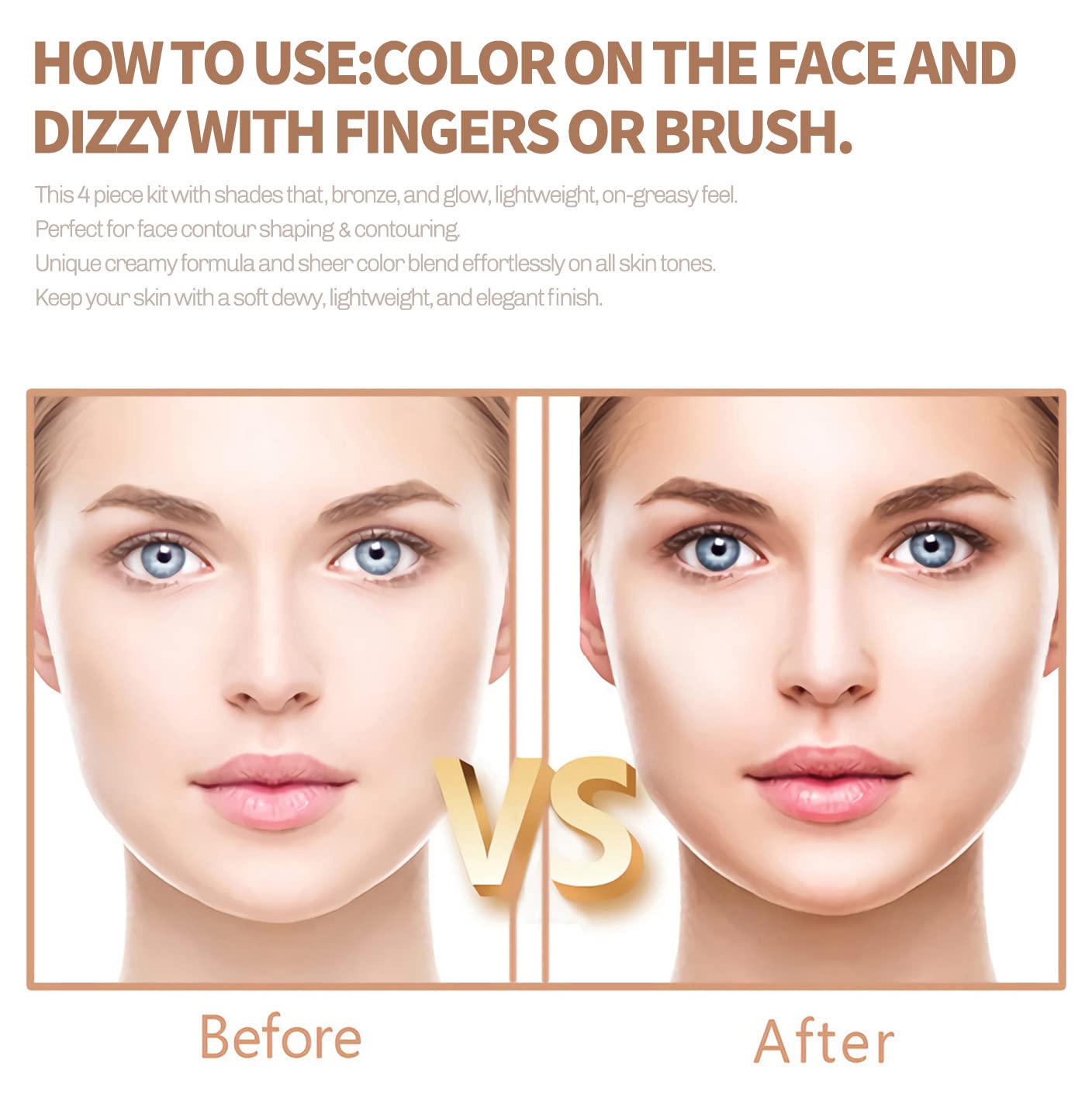 4 Pcs Cream Contour Foundation Stick, Highlighter & Bronzer Pen, Face Brightens & Shades Pencil, Highlighting Shade Longwear Makeup, Highlight Bronzer Shaping Trimming Stick Cream