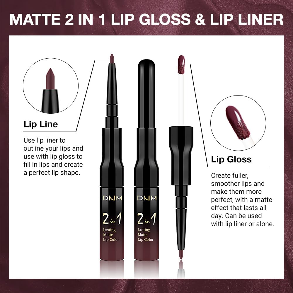 Kaely 2-in-1 Matte Lipstick and Lip Liner, Liquid Lip Stain Makeup for women Long Lasting Waterproof Smudge Proof, labiales matte mate larga duracion listip 24 hours originales, 17 Deep Red