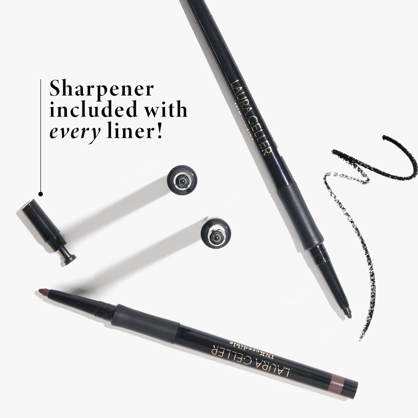 LAURA GELLER NEW YORK INKcredible Gel Eyeliner - Graphite - Waterproof Smudge-proof Eyeliner Pencil - Built in Sharpener