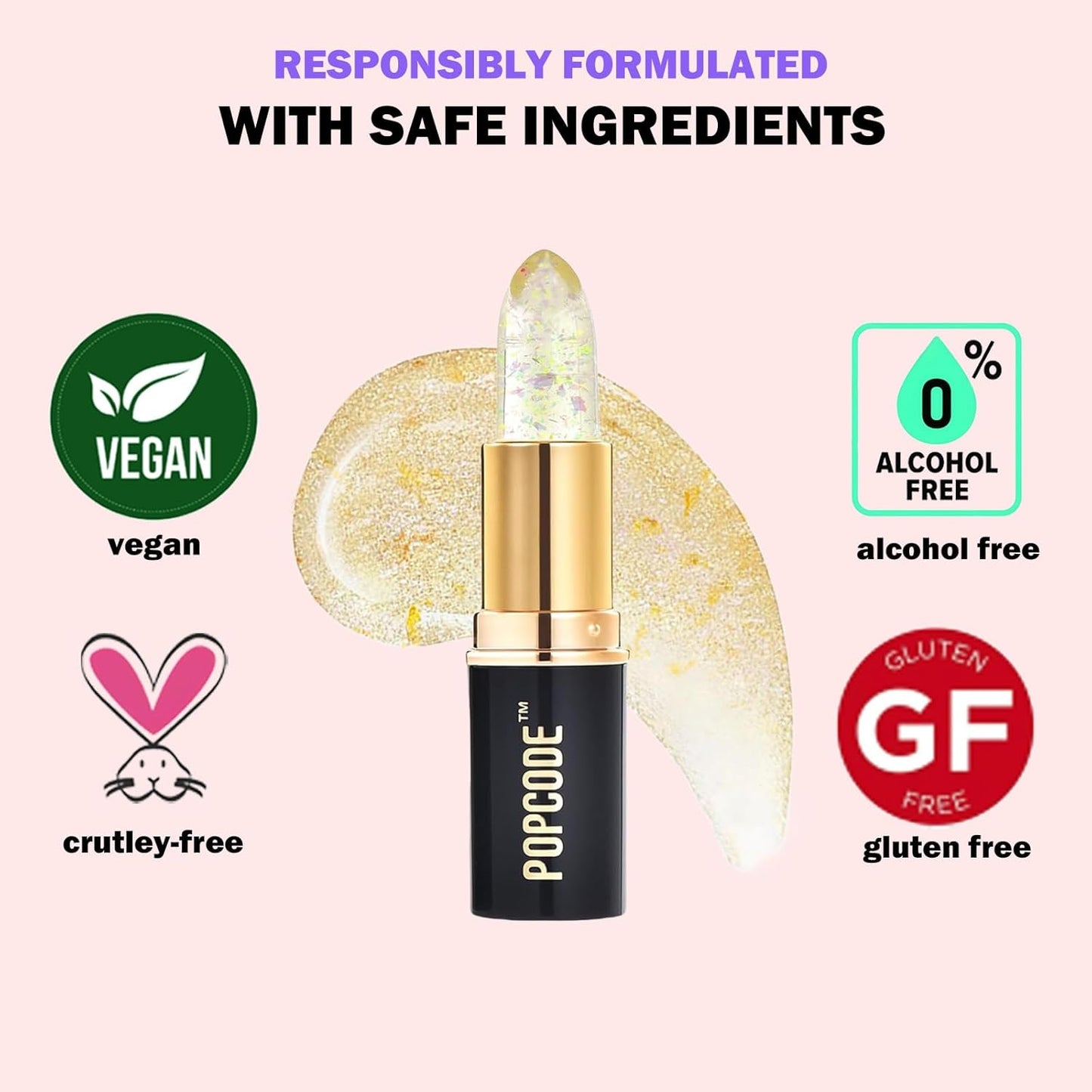 pH Lip Balm, Transparent Clear Color Changing Lipstick and Tinted Lip Balm Chapstick, Vegan & Cruelty Free Lip Tint, Hydrate & Nourish with JOJOBA and MEADOWFOAM SEED OIL, #001 Amethyst