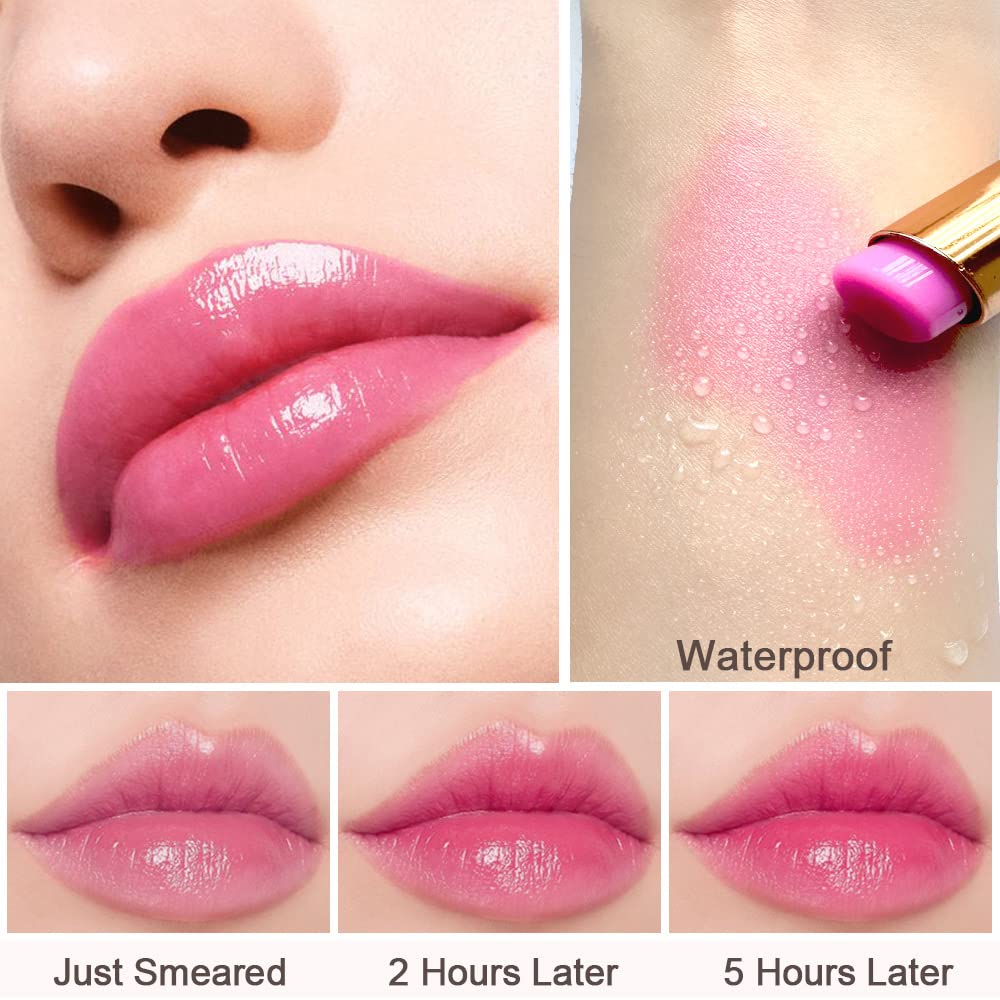 evpct 2Pcs Grape Tinted Lip Balms PH Lip Color Changing Lipstick Balm Stain Gift Set Queen for Women Girls Korean Mood Long Lasting Color Change Light Pink Lipstick Lip Tint Makeup Lip Plumper Gloss