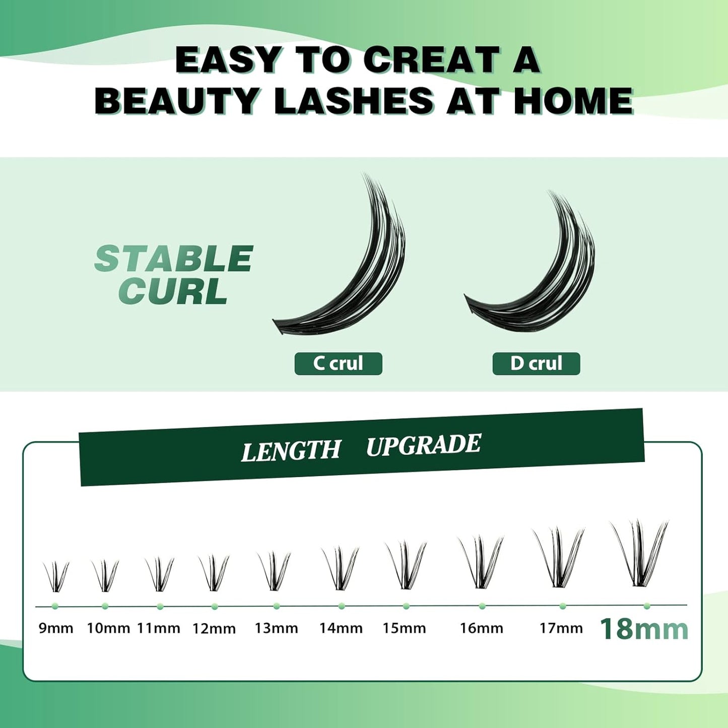 Lash Clusters 300pcs Individual Lashes 50D 0.07D Curl 14mm DIY Eyelash Extension KEYYOU Large Tray Volume Soft&Natural Cluster Lashes(50D-0.07D,14）