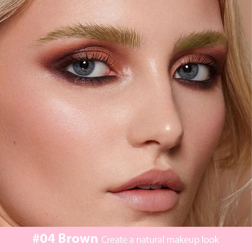 evpct 1Pcs Brown Magic Microblading Eyebrow Contouring Pen Brow Pencil, with 4 Brush Micro-Fork-Tips Precise Applicator, with Dual-ended Eyebrow Brush, Hair Like Strokes, Natural Looking Brows