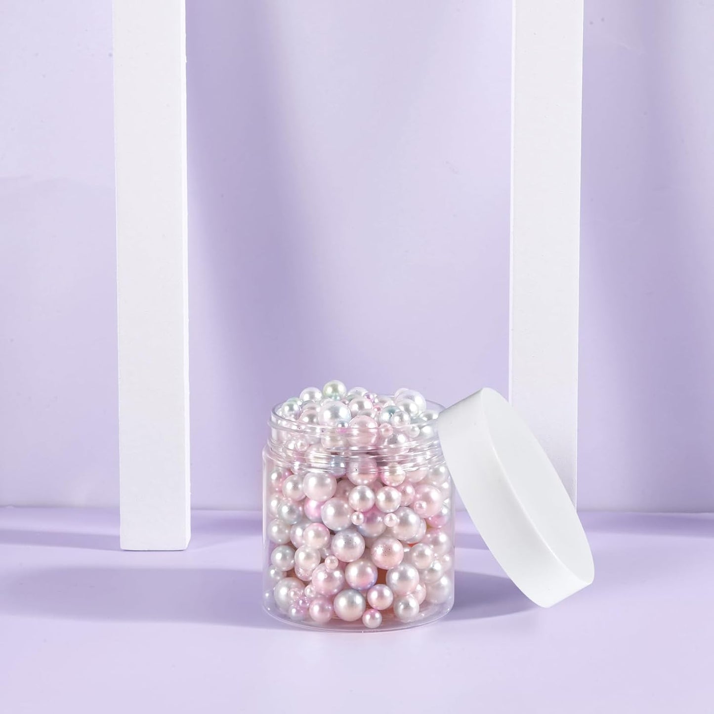 50 Pack 4 OZ Plastic Jars Round Clear Cosmetic Container with White Lids, Eternal Moment Slime Jars for Lotion, Cream, Ointments, Makeup, Eye shadow, Rhinestone, Samples, Pot, Travel Storage