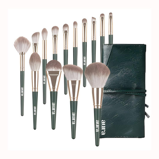 Aura Professional Makeup Brush Collection, Makeup Brushes 14pcs Premium Makeup Brushes Set Complete Cosmetic Brush Collection for Foundation Blending Powder