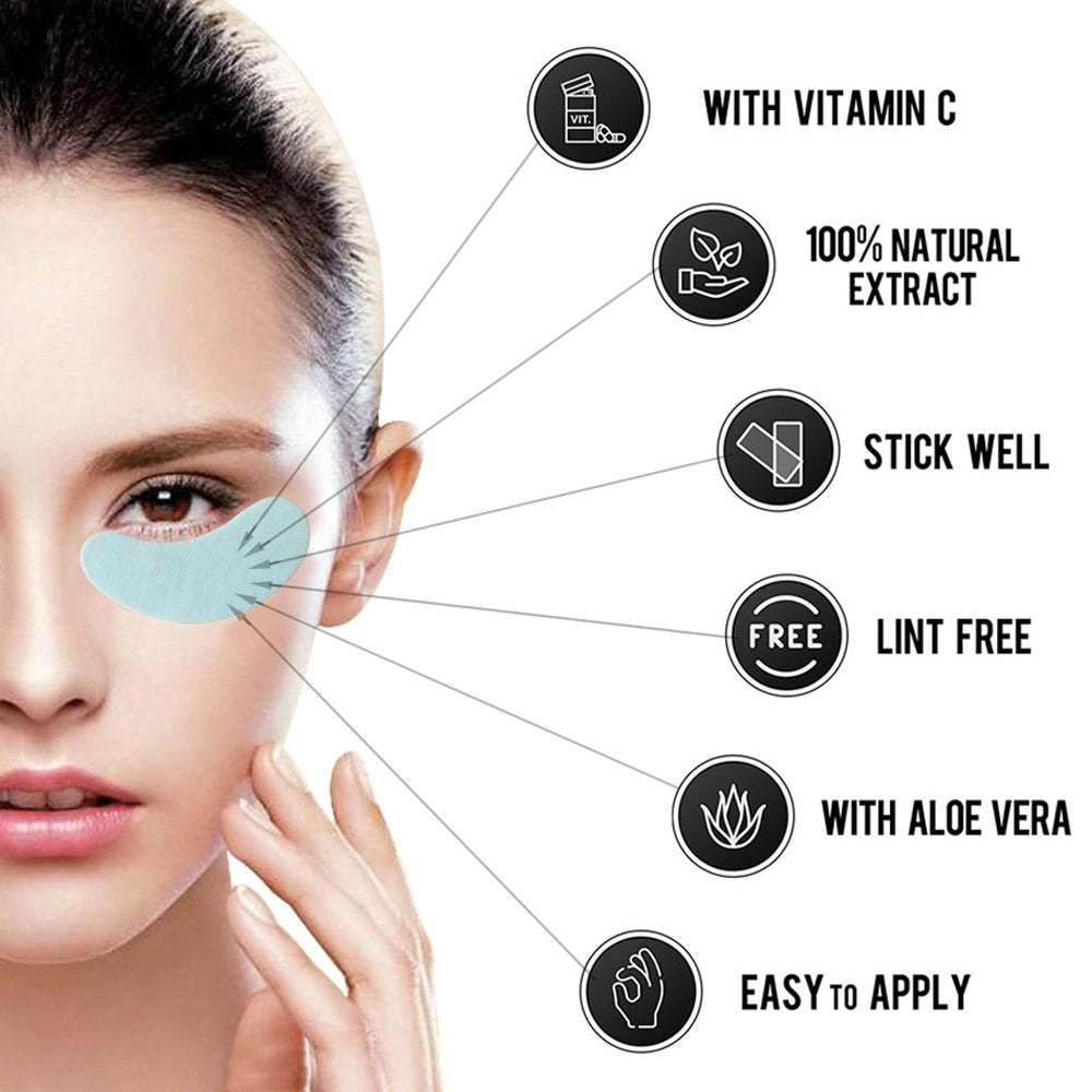 100 Pairs Set Under Eye Pads Disposable Eye Gel Patches for Eyelash Extensions Tool Kit, Blue Film