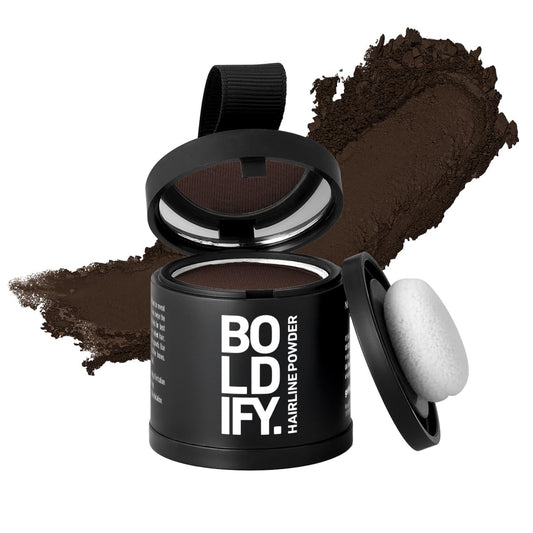 BOLDIFY Hairline Powder (LARGE, 10g) - Root Touch Up Hair Color for Gray Coverage - Bald Spot Concealing Hair Powder for Women & Men - 48-Hour Stain-Proof - Hazel Brown