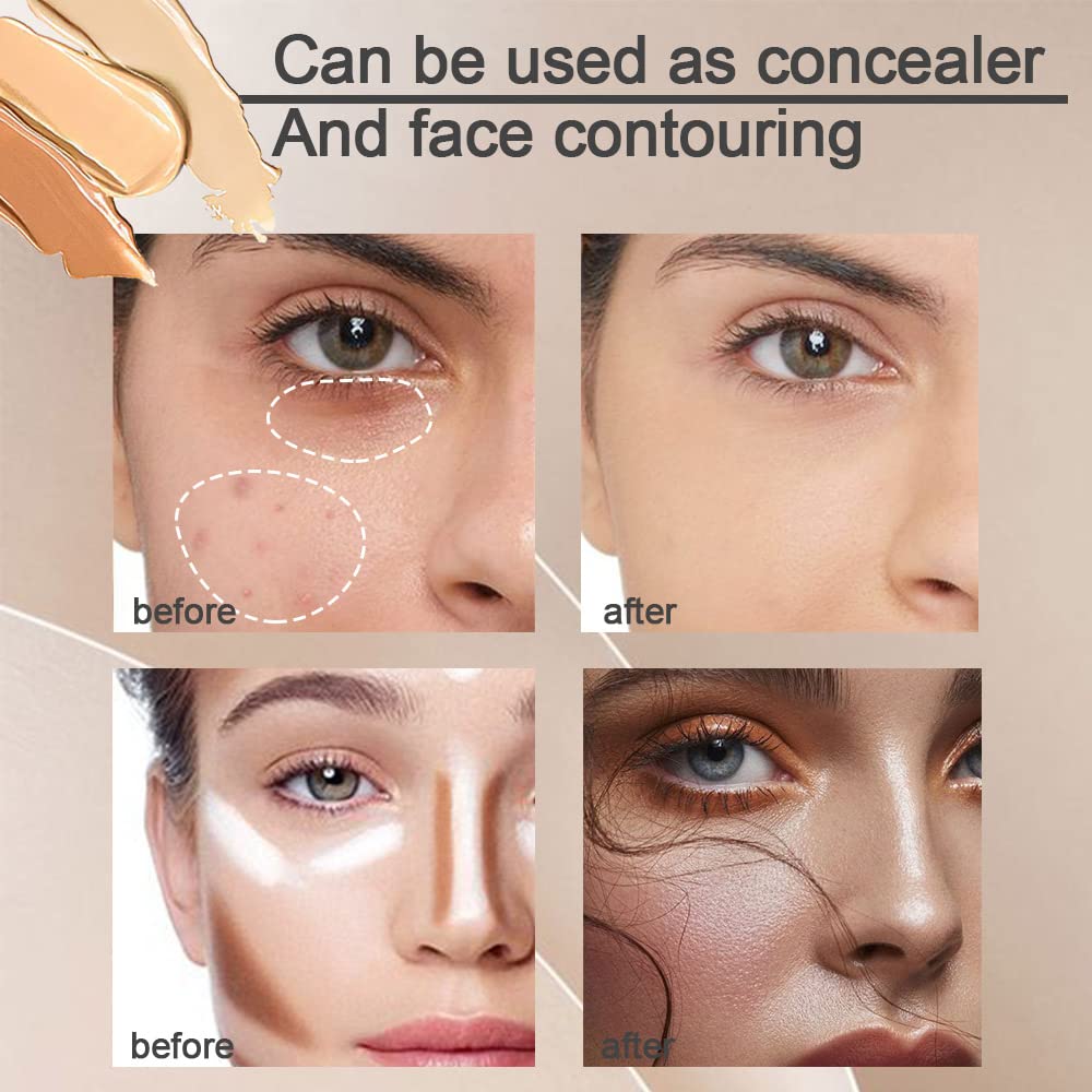 2pcs Tri-color Face Concealer Contour Palette With Brush for Light Medium Skin. Correct Cream Foundation Palet for Under Eye Dark Circles Eyelid Tattoo. Ivory Cream Makeup Plate corrector de ojeras