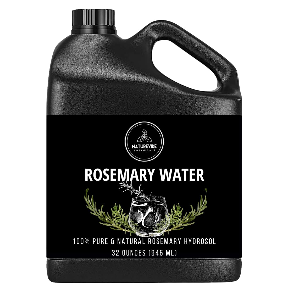 Naturevibe Botanicals Rosemary Water 32 Ounces | 100% Pure and Natural | Great for Skin Care and Hair Care