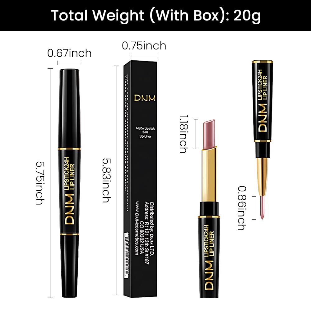 Kaely 2-in-1 Nude Brown Metallic Shine Shimmer Lip Liner & Lipstick Combo Set Kit for Women, Lightweight Hydrating Formula High Impact Full Coverage Lipstick and Lip Liner Makeup Gloss 18