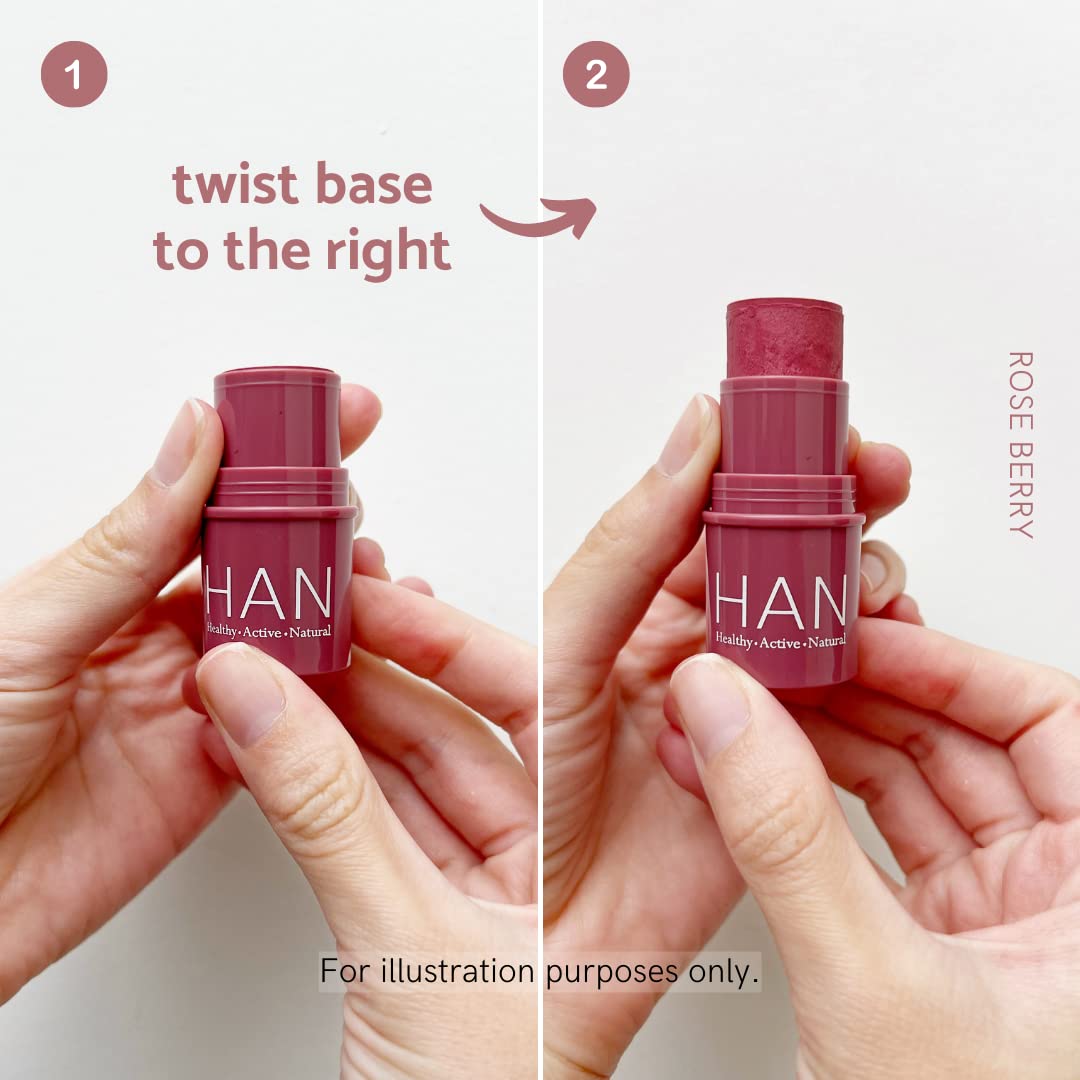 HAN Skincare Cosmetics Vegan, Cruelty-Free, 3-in-1 Multistick for Cheeks, Lips, Eyes, Cherry Cosmos | Large