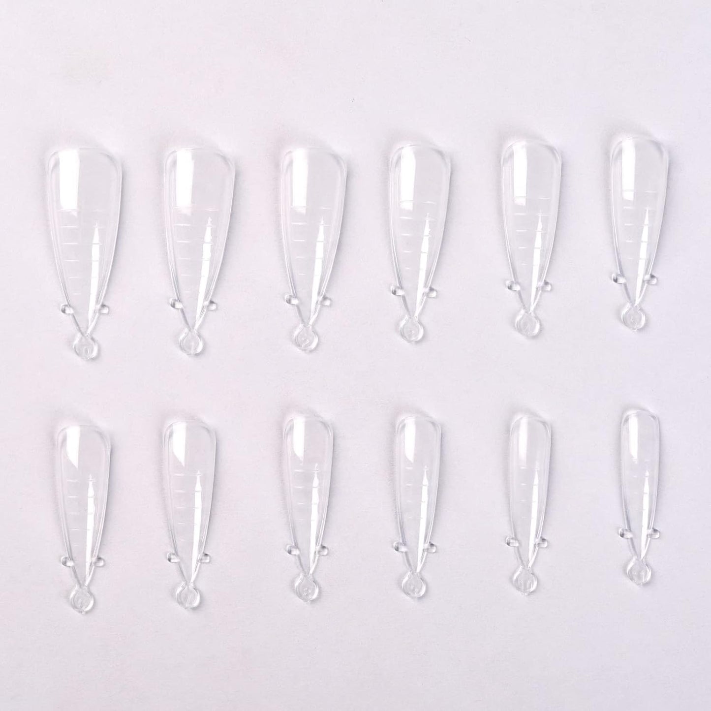 KADS 120PCS Clear Full Cover Dual Nail System Form UV Gel Acrylic Nail Art Mold Artificial Nail Tips with Scale for Extension (MODEL 6)