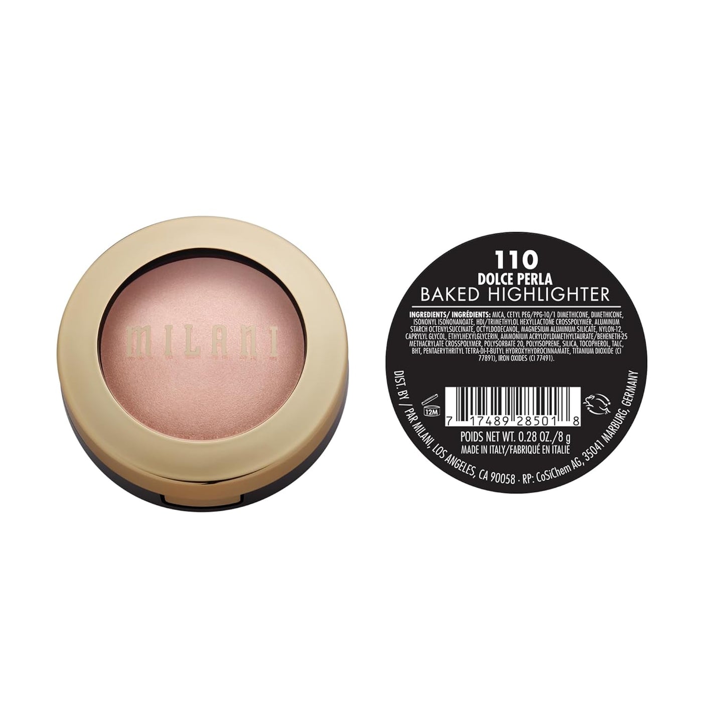 Milani Highlighter Makeup - Baked Contour Powder & Face Highligher, Made in Italy - Dolce Perla