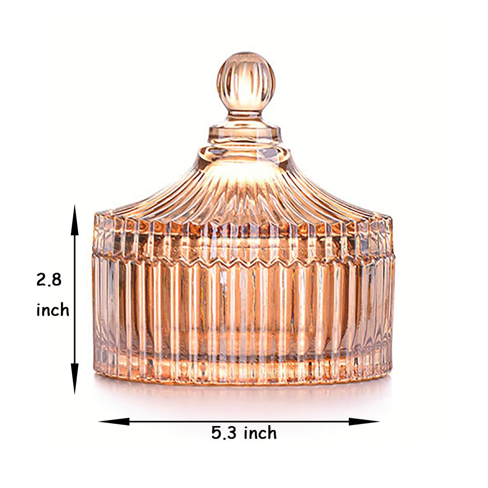 2 Pack Extra Large 5.2" Beige & Purple Powder Puffs and 5.3" Glass Container – Oversized Soft Body & Face Large Powder Puff Dusting Powder Jar Holder Case(Amber Glass)