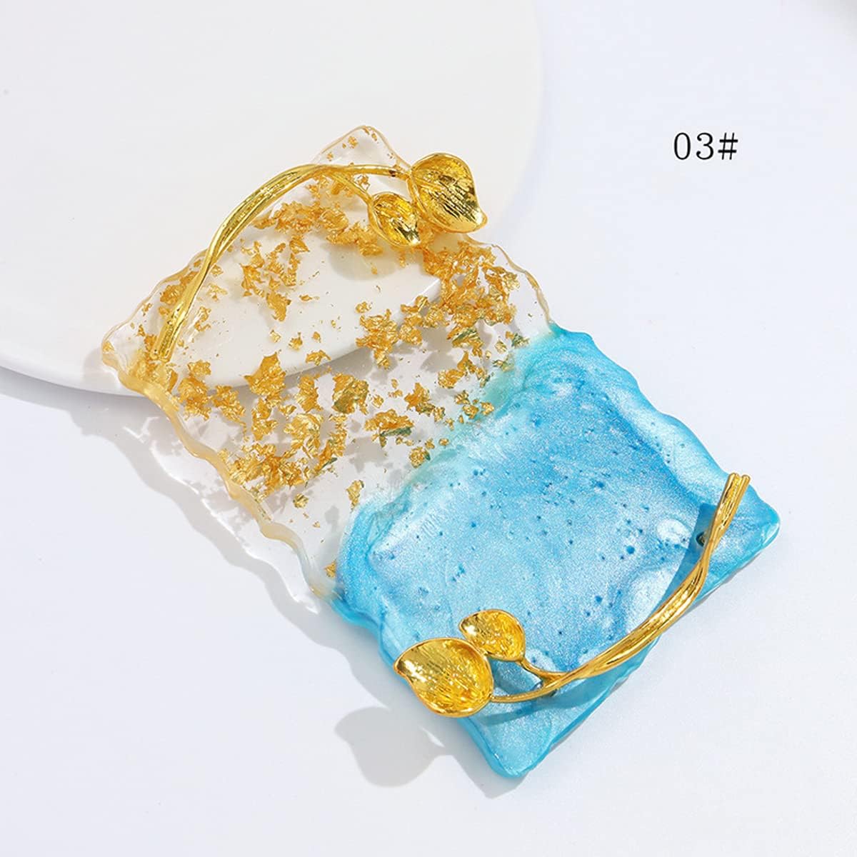 2023 Retro Nail Art Palette, Nail Painting Mixed Color Palette with Leaves Handle, Nail Holder Gel Color Makeup Display Board Pallet (Blue)