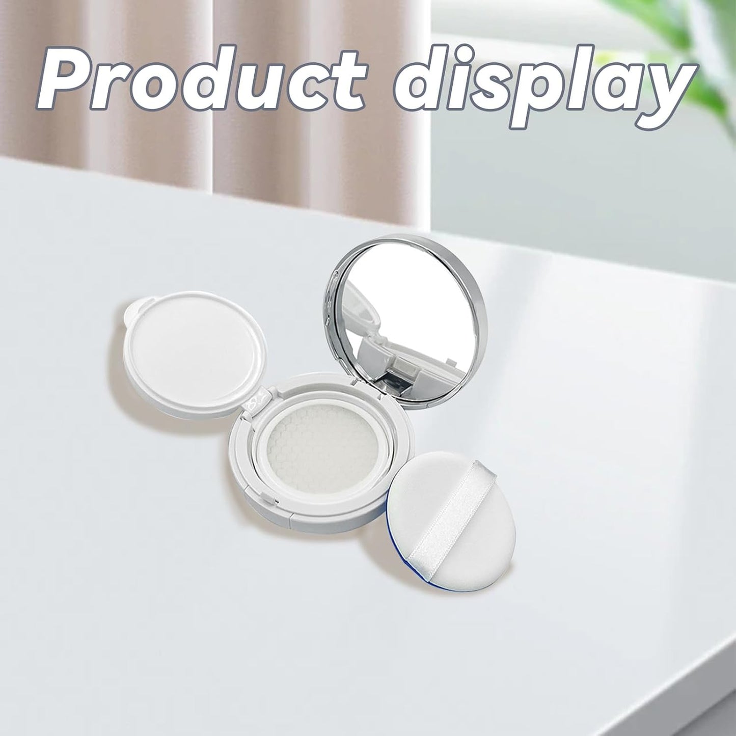 15g 0.5oz empty cushion foundation compact, luxurious white silver edge portable bb cream container dressing case