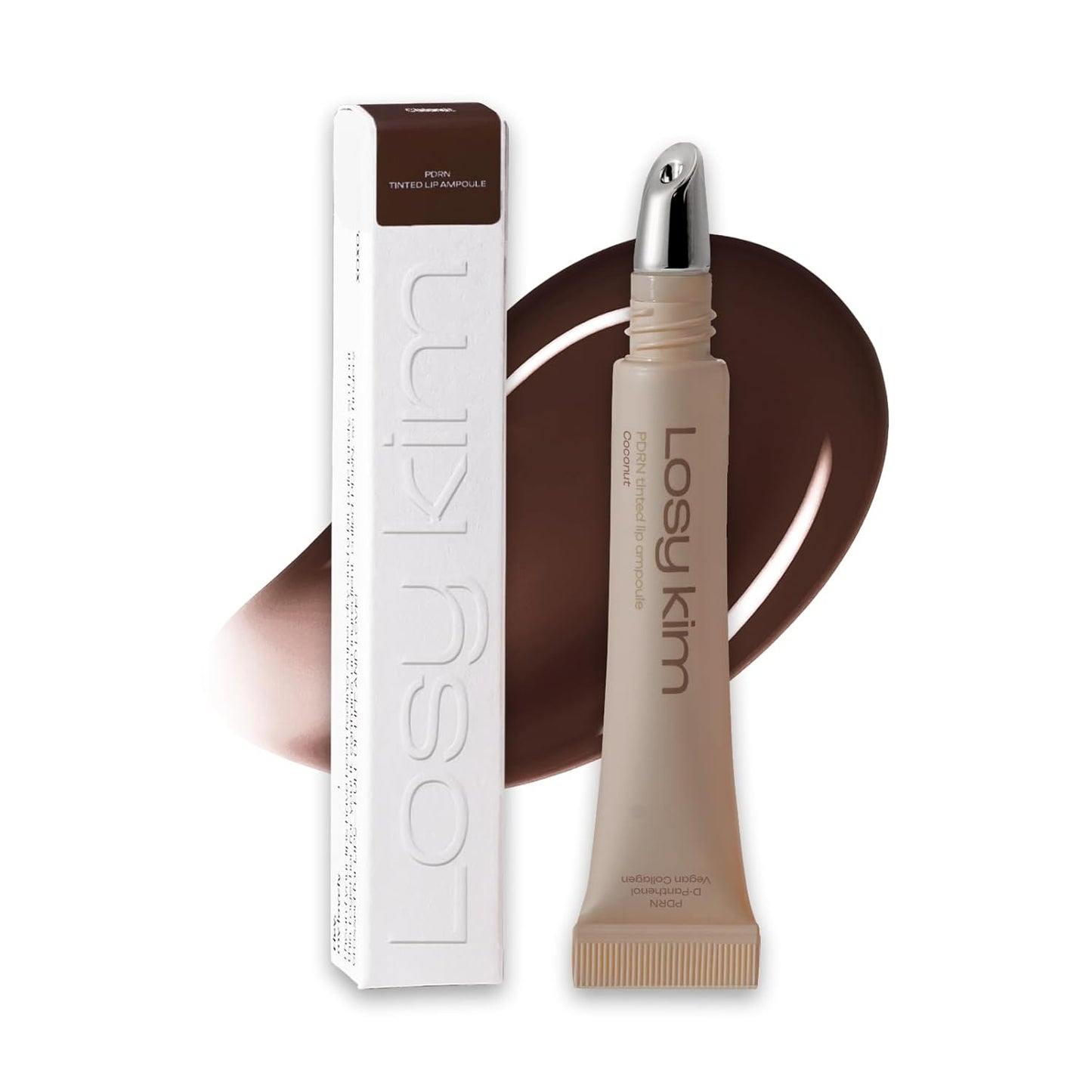 PDRN Tinted Lip Serum – High Gloss Ultra Hydrating Natural Glow, Non-Sticky Volumizing Color Glaze with Long-Lasting Shine, Nourishing Moisturizing Repair for Chapped Lips (0.34 oz) (coconut)