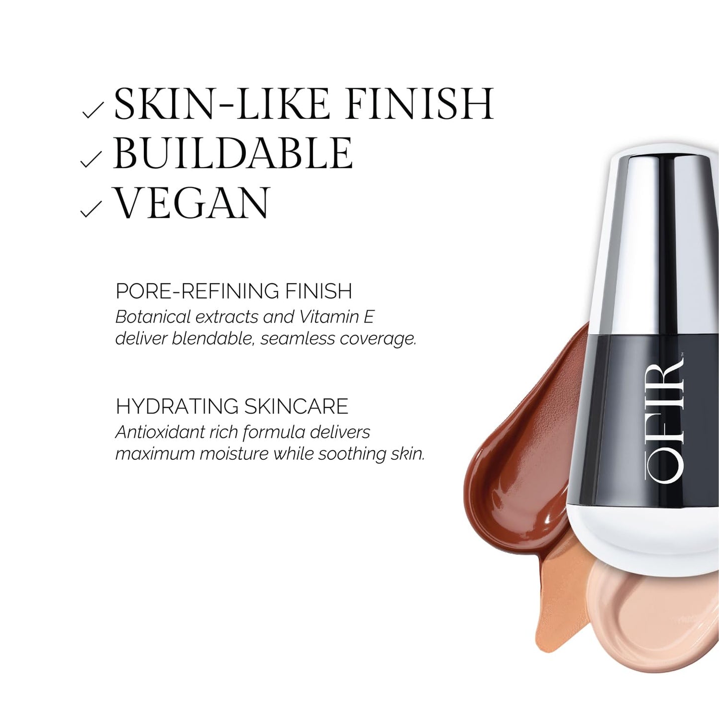 OFIR Skin Satin Medium Coverage Foundation | Buildable, Non-Creasing Finish | Vegan, Cruelty-Free, Paraben-Free Makeup | Blue Light Protection | 1 FL OZ (Coffee - Deep Warm)