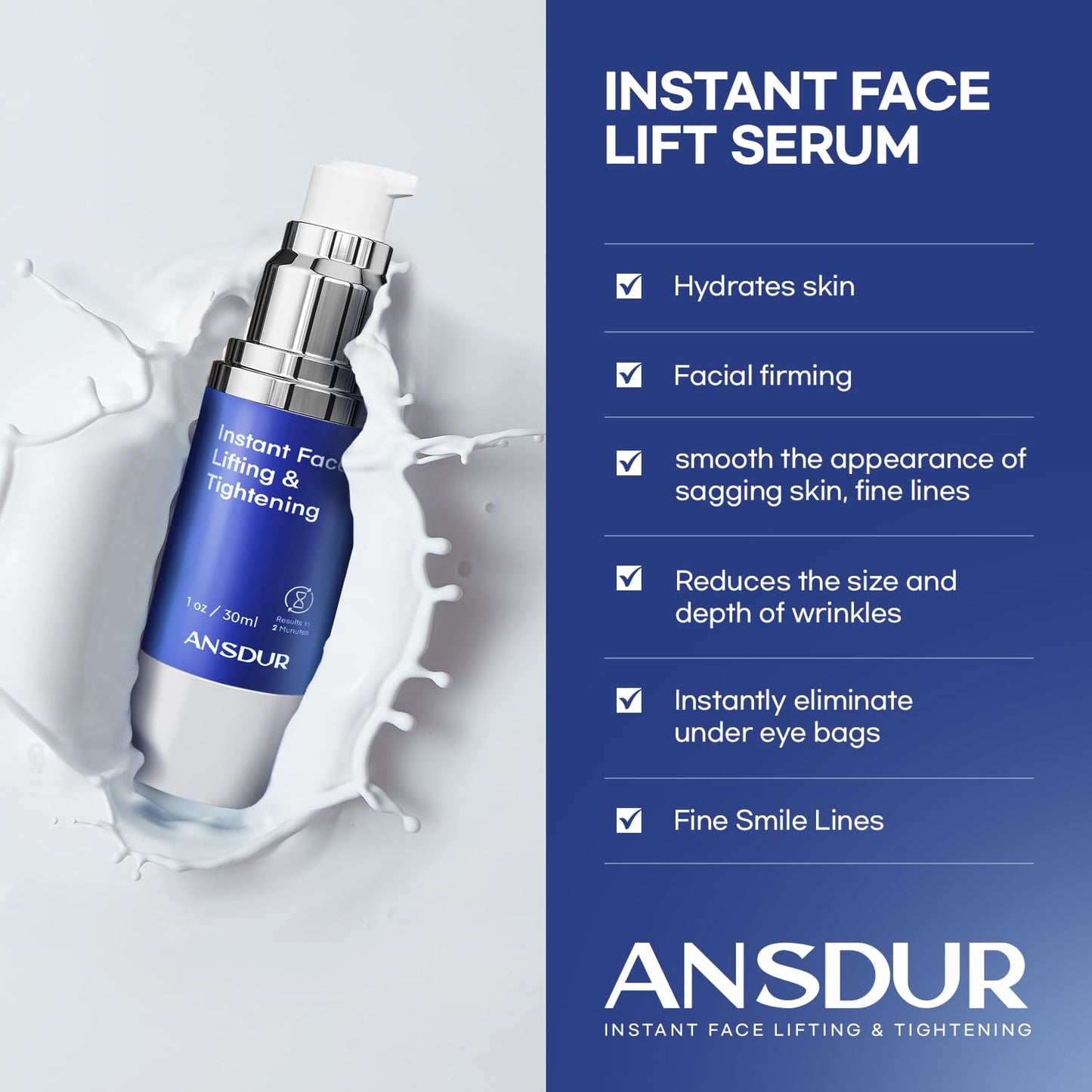 Instant Face Lift Cream: Firming Face Cream, Skin Tightening Cream for Face, Under Eye Cream & Wrinkle Cream For Women - Korean Skin Care & Advanced Formula 30ml