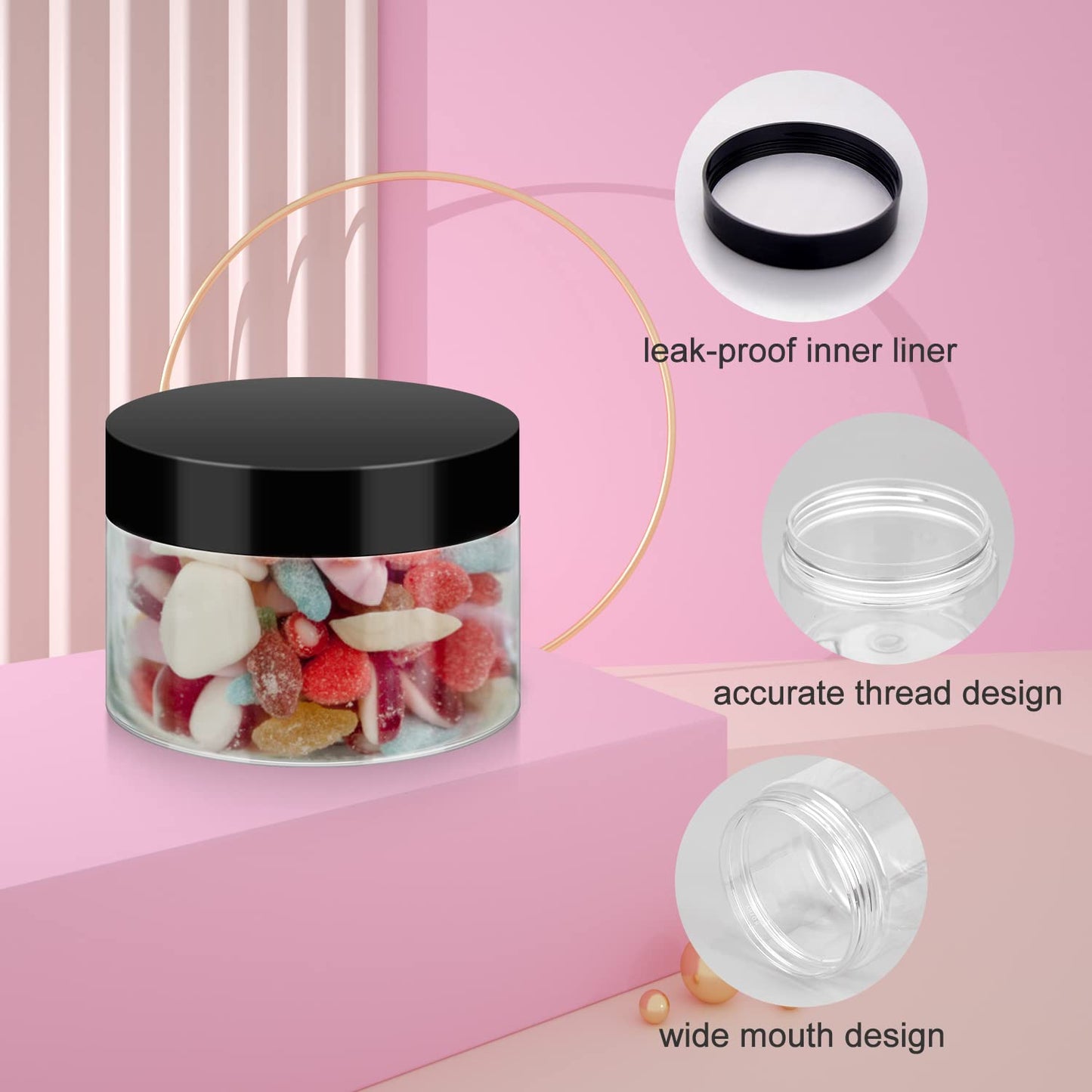 36 Pack 4 OZ Plastic Jars with Lids, BPA Free, Reusable, Refillable Transparent Cosmetic Containers for Bath Salts, Cosmetics, Powders, Beauty Product and Small Accessories