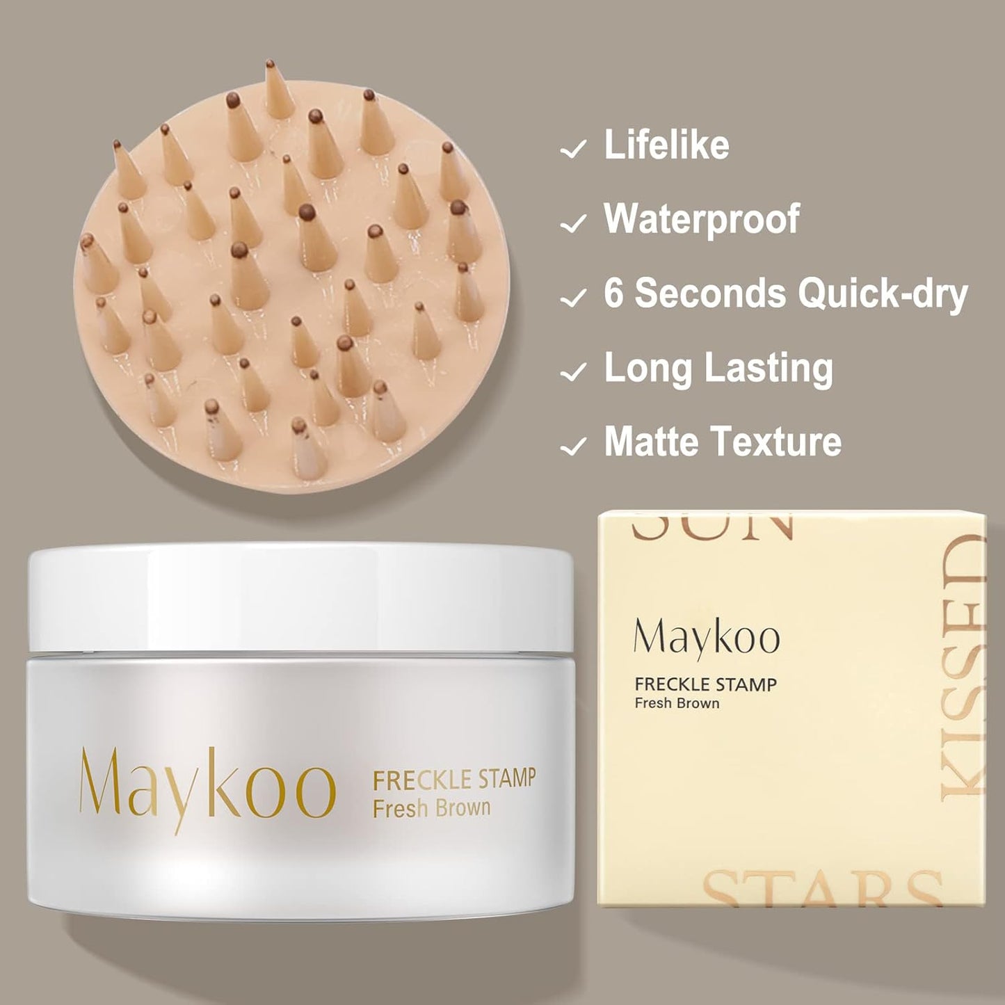 Freckle Cushion Natural Like Freckle Makeup Fake Freckles Pen Waterproof Long Lasting Quick Dry, Get Sun-kissed Stars Makeup Freckle in One Press, Fresh Brown, 15g