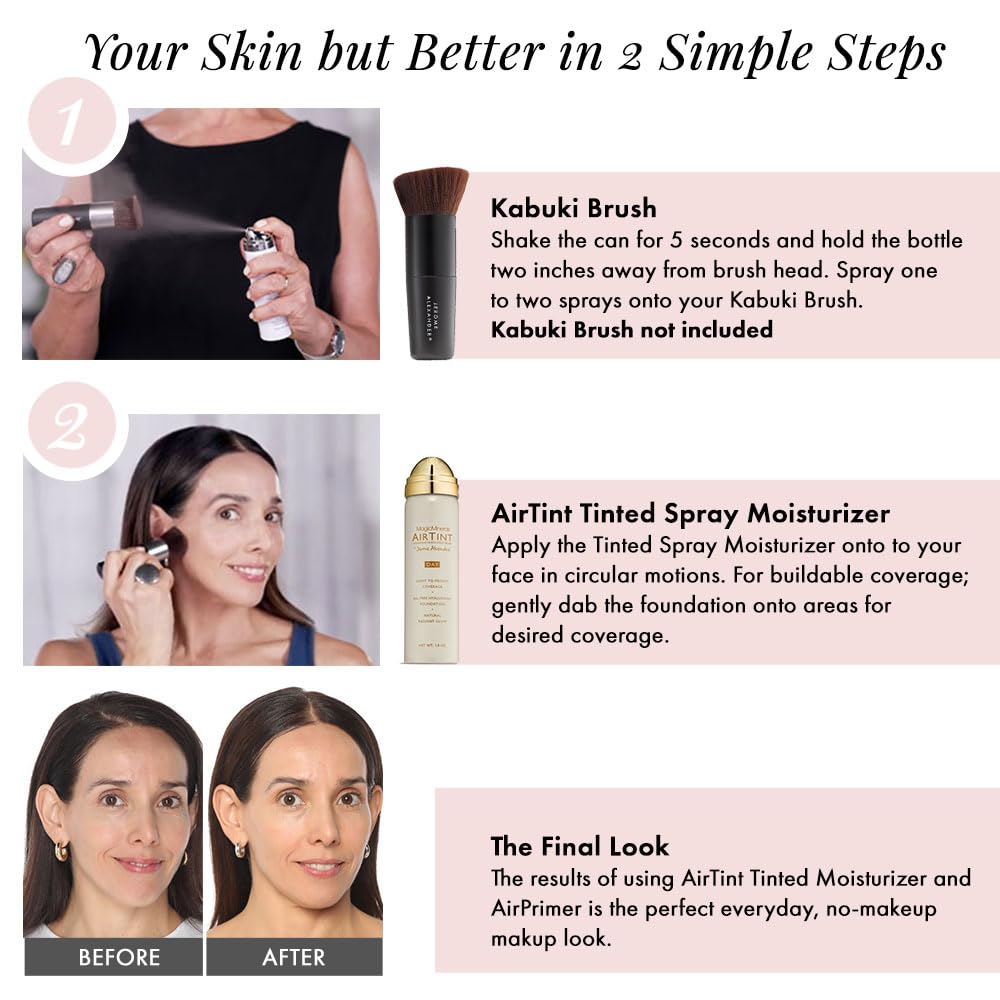 Jerome Alexander MagicMinerals AirTint Tinted Moisturizer AirBrush Spray Light Shade | Tinted Moisturizer Spray with Anti-Aging Ingredients | Dark