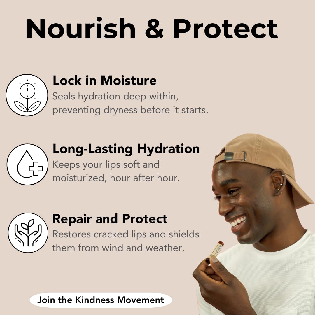 Kind Lips Strawberry Lip Balm 3-Pack - USDA Organic, Natural Chapstick Alternative for Dry Lips | Gluten-Free, Cruelty-Free