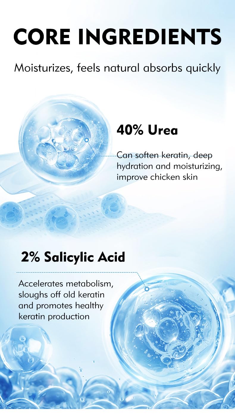 40% Urea Cream plus Salicylic Acid 2%, Anti-Cracking Nourishing and Moisturizing Hand and Foot Cream，Softens Cuticles on Rough Skin of Hands and Feet，3.05 OZ