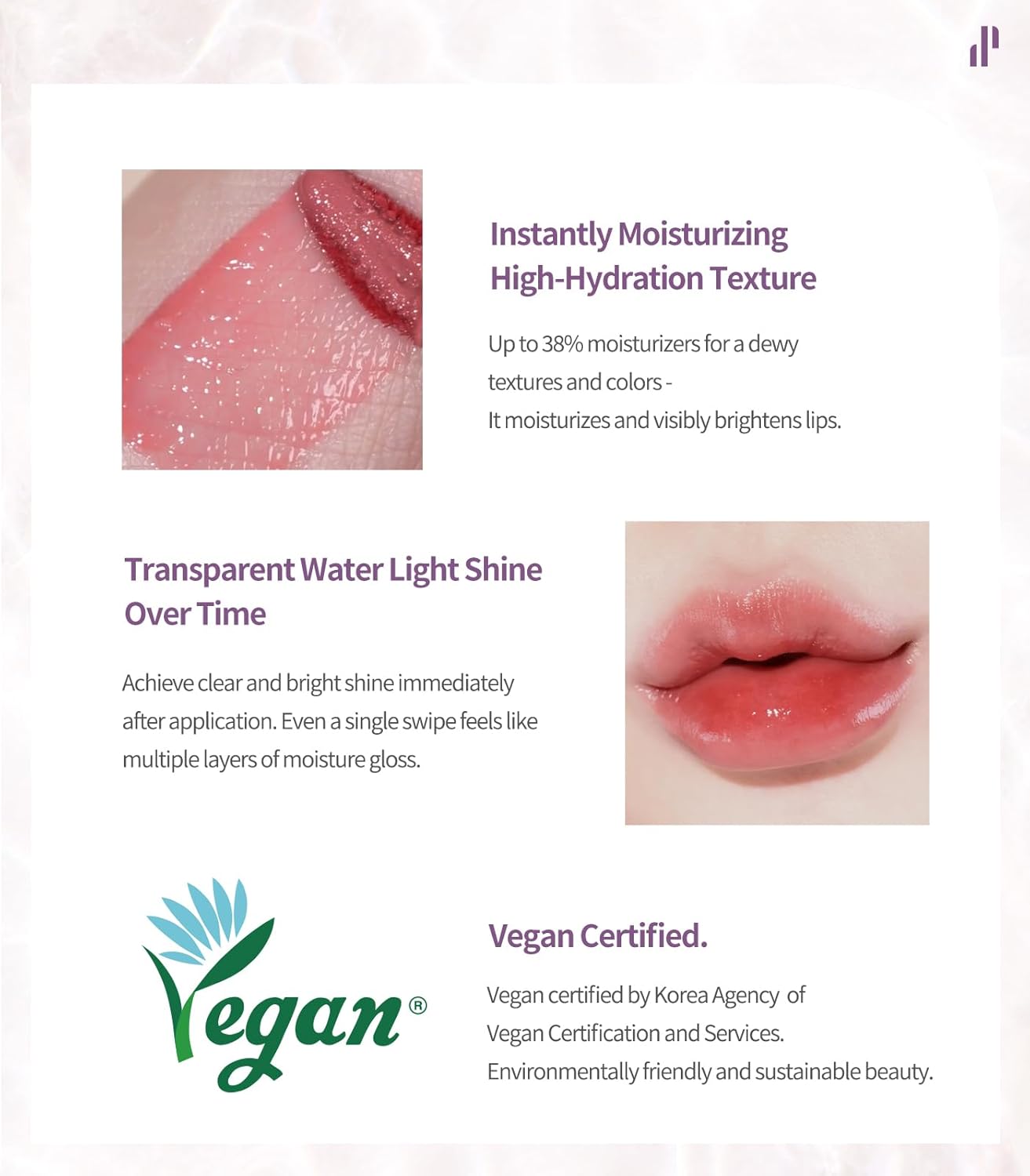 Heart Percent Dote On Mood Pure Glow Tint, Watery & Lightweight Moisturizing Lip Stain Long Lasting Liquid Lipstick 6.8g, #07. Fig Rose