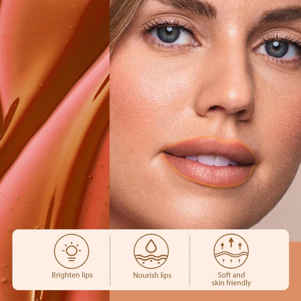 Matte Lip Stain Peel Off Lip Liner, Orange Brown Peel Off Lip Stain Tattoo,Long Lasting & Waterproof Peel Off Lip Gloss Lip Liner,Transfer-Proof All Skin Types.0.12 fl oz #01