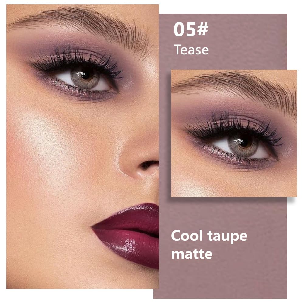 Taupe Matte Single Eyeshadow Makeup, Neutral Powde Eye Shadow for Older Women, Lavender Plum Mauve Matte Eyeshadow Palette Pigmented Waterproof Everyday Natural Eye Makeup, sombras para ojos 05