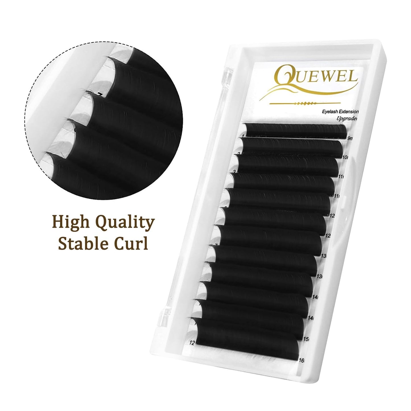Easy Fan Volume Lashes 0.07 D Curl Black Volume Lash Extensions 9-16mm Mixed Lash Tray Color Lashes Extension Self Fanning 2D-10D Eyelash Extensions by QUEWEL (Black 0.07 D 9-16mm)