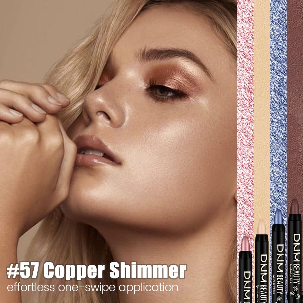 Copper Shimmer Cream Eye Shadow Stick Makeup for Women, Copper Shimmer Eyeliner Pencil Eyeshadow Brightener Stick for Eyes, Waterproof Eyeshadow Applicator Blendable, sombras para ojos 57#