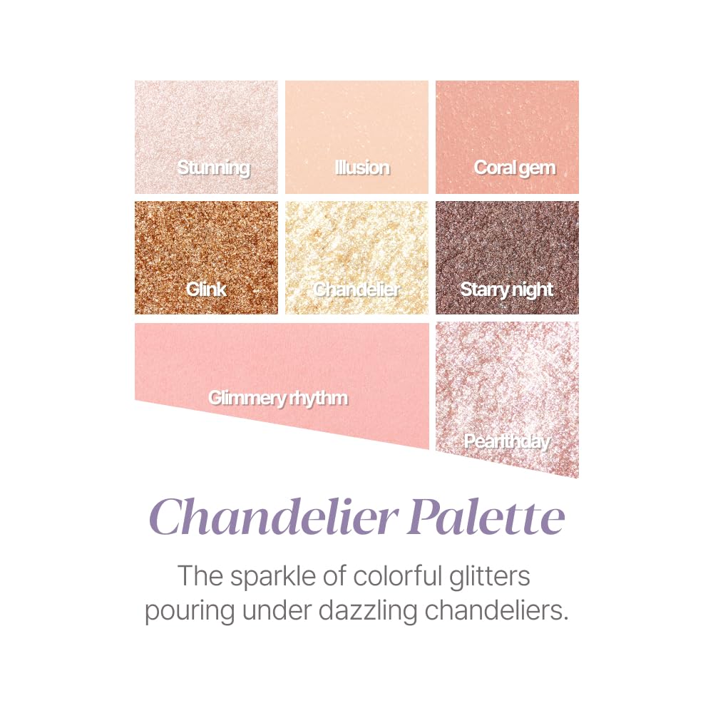 Espoir Real Eye Palette All New #4 Chandelier 0.17 oz | Multi-Use Long-Lasting Blendable 8 Colors Natural Glitter Soft veil matte Makeup Eyeshadow Palette for Various Makeup Looks | Korean Makeup